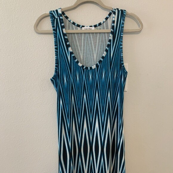 Calvin Klein Womens Size 8 Blue Black Multicolor Boho Sleeveless Maxi Dress - Picture 2 of 6